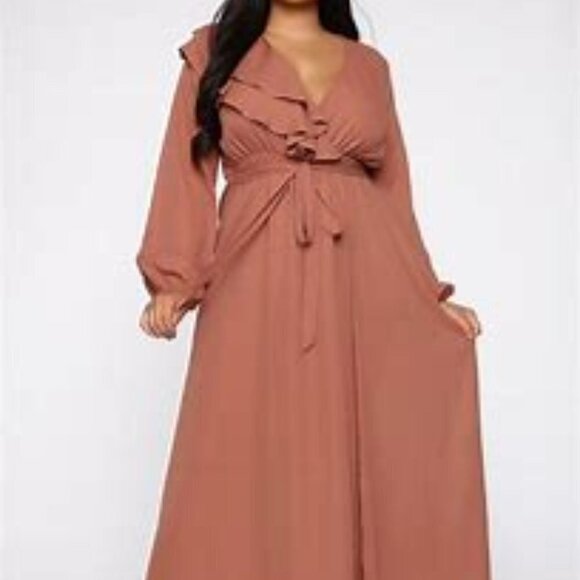 Maxi Wrap Front Ruffle Top Semi-Sheer Dress
New - Picture 4 of 7